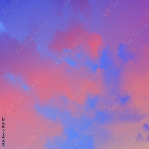 Vivid Colored Aesthetic Sky Background. Realistic Vector Pink Clouds