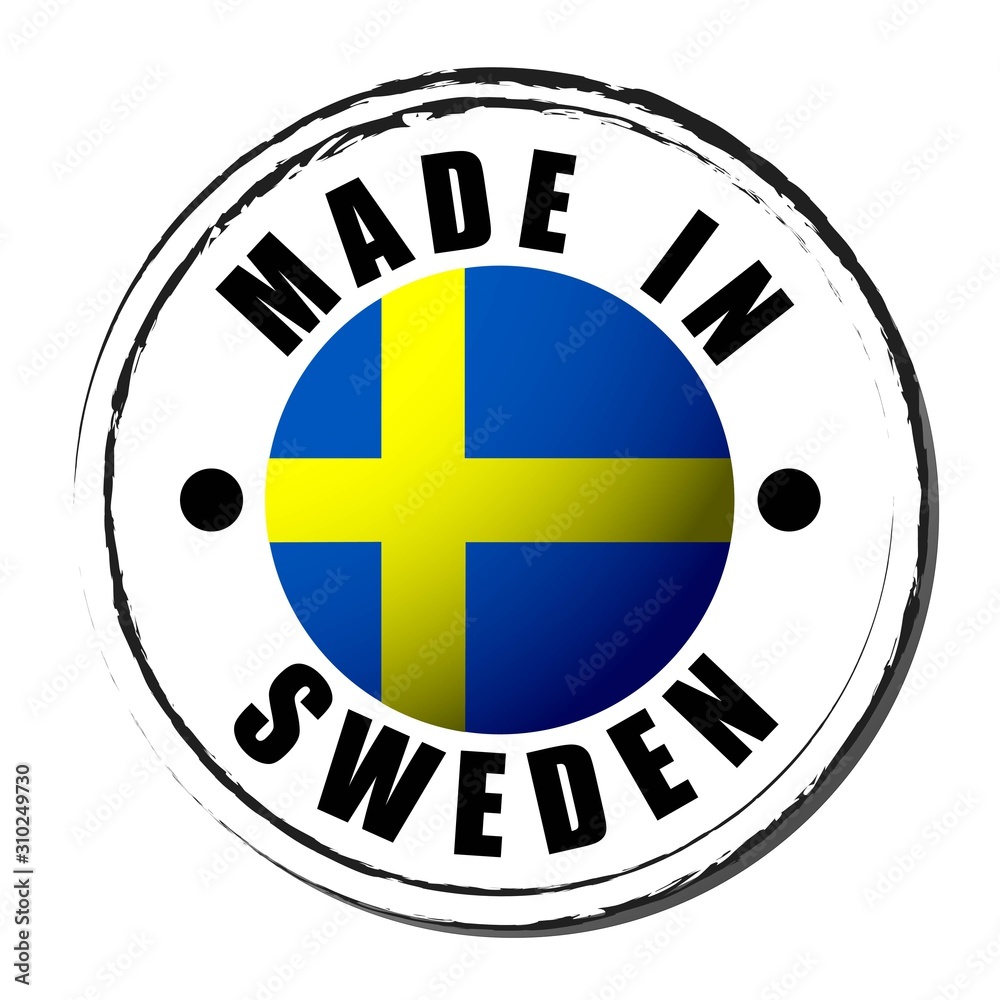 Made in Sweden coloring the flag. Symbol. Seal.