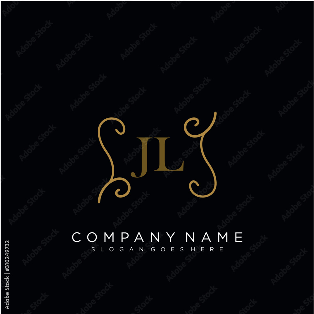 Initial letter JL logo luxury vector mark, gold color elegant classical Initial letter JL logo luxury vector mark, gold color elegant classical