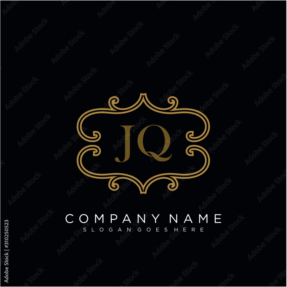 Initial letter JQ logo luxury vector mark, gold color elegant classical Initial letter JQ logo luxury vector mark, gold color elegant classical