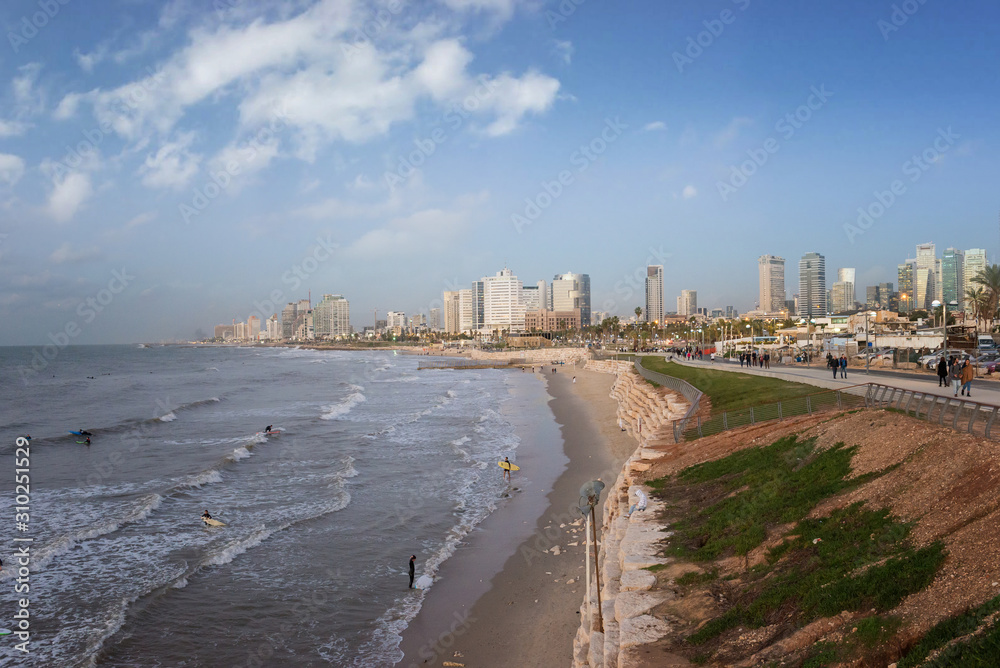 TEL AVIV, ISRAEL -The outlook to waterfront and city from old Jaffa