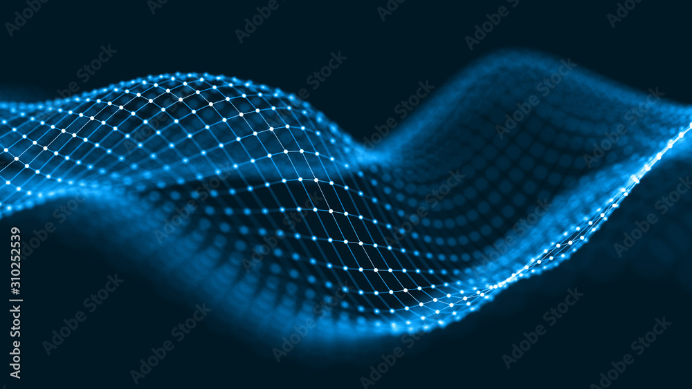 Φωτογραφία Abstract 3d rendering futuristic dots and lines