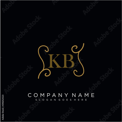 Initial letter KB logo luxury vector mark  gold color elegant classical