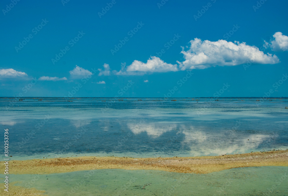 Obraz premium Clouds reflected in the water at the islands close to Jaffna Sri Lanka