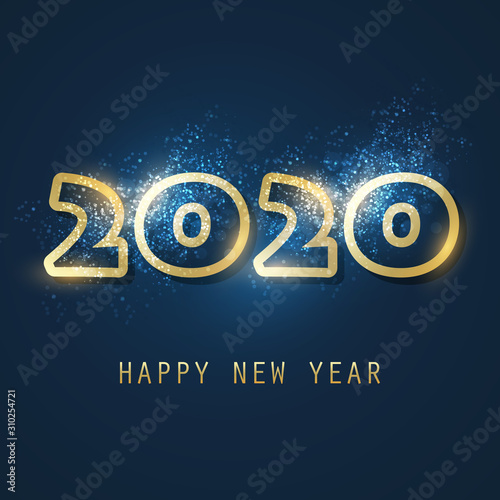 Best Wishes - Abstract Modern Style Happy New Year Greeting Card or Background, Creative Design Template - 2020