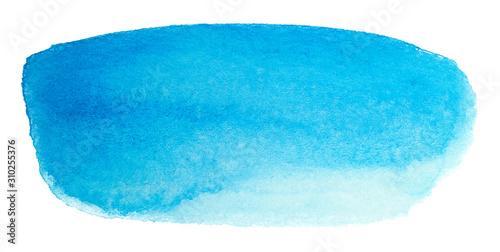 watercolor blue stain with texture on a white background. Design element for cards and web elements.