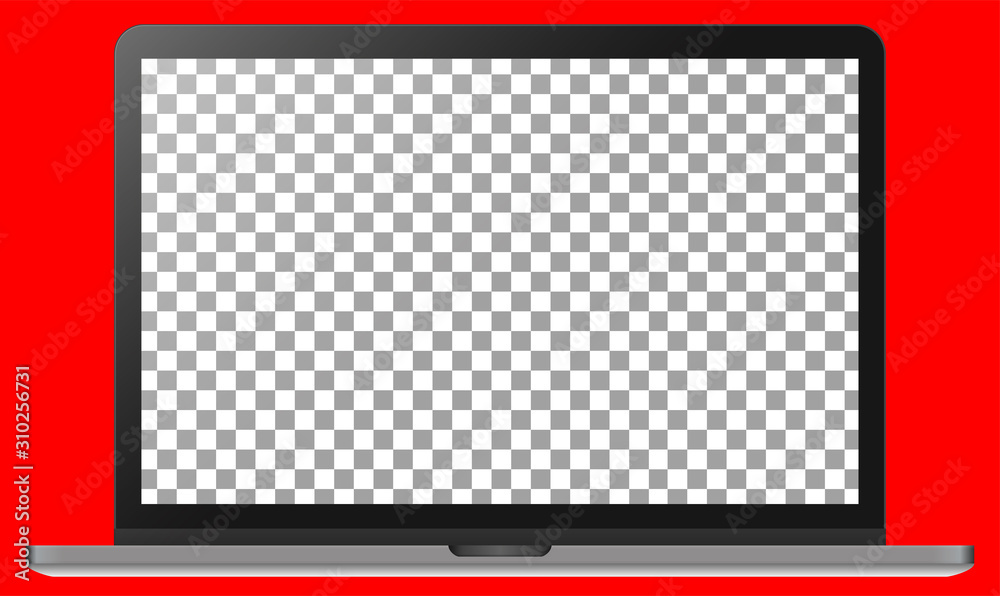 Realistic modern silver metal notebook isolated on red background. Digital display mockup template. Vector illustration Realistic modern silver metal notebook isolated on red background. Digital display mockup template. Vector illustration