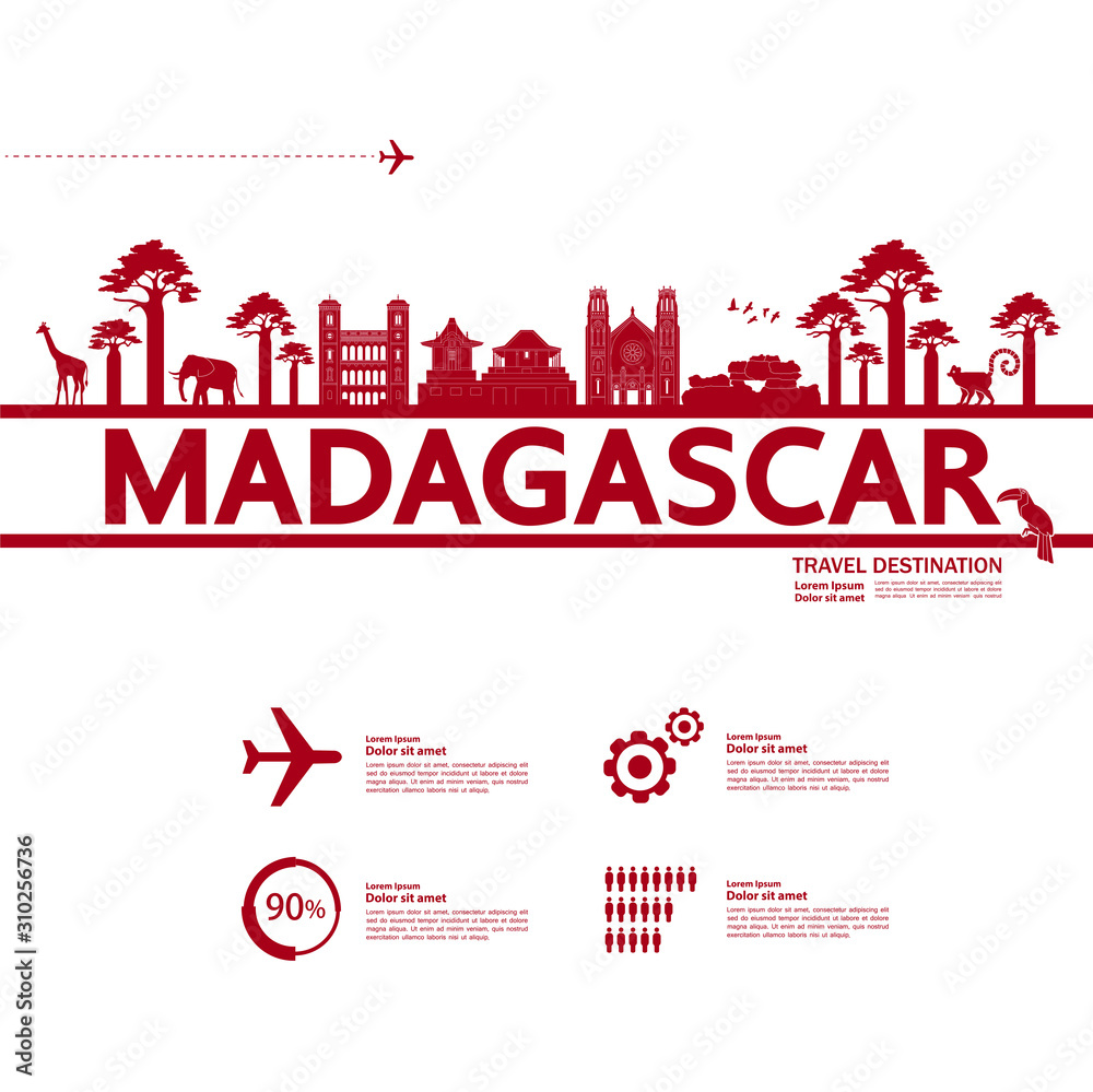 Madagascar travel destination grand vector illustration. 