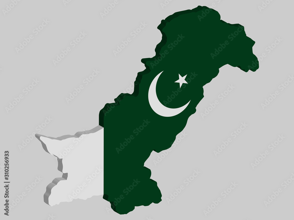 Pakistan Map flag Vector 3D illustration Eps 10 Stock Vector | Adobe Stock