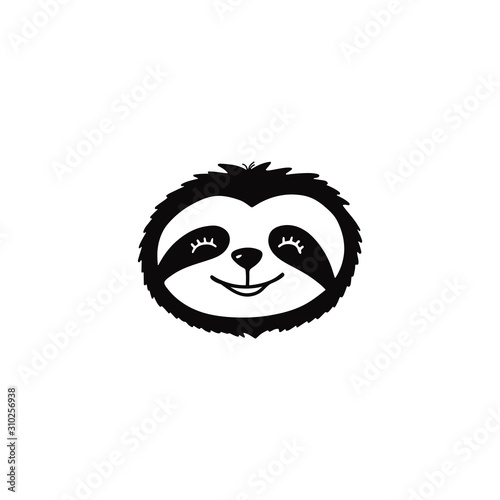 Doodle sloth bear face for print design, poster, t-shirt. Cute cartoon character.