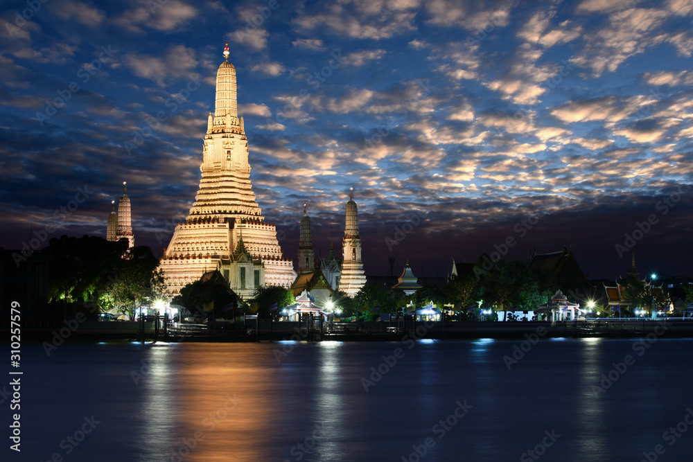 Wat Arun Temple at sunset in bangkok Thailand. Wat Arun is a Buddhist temple in Bangkok Yai district of Bangkok, Thailand