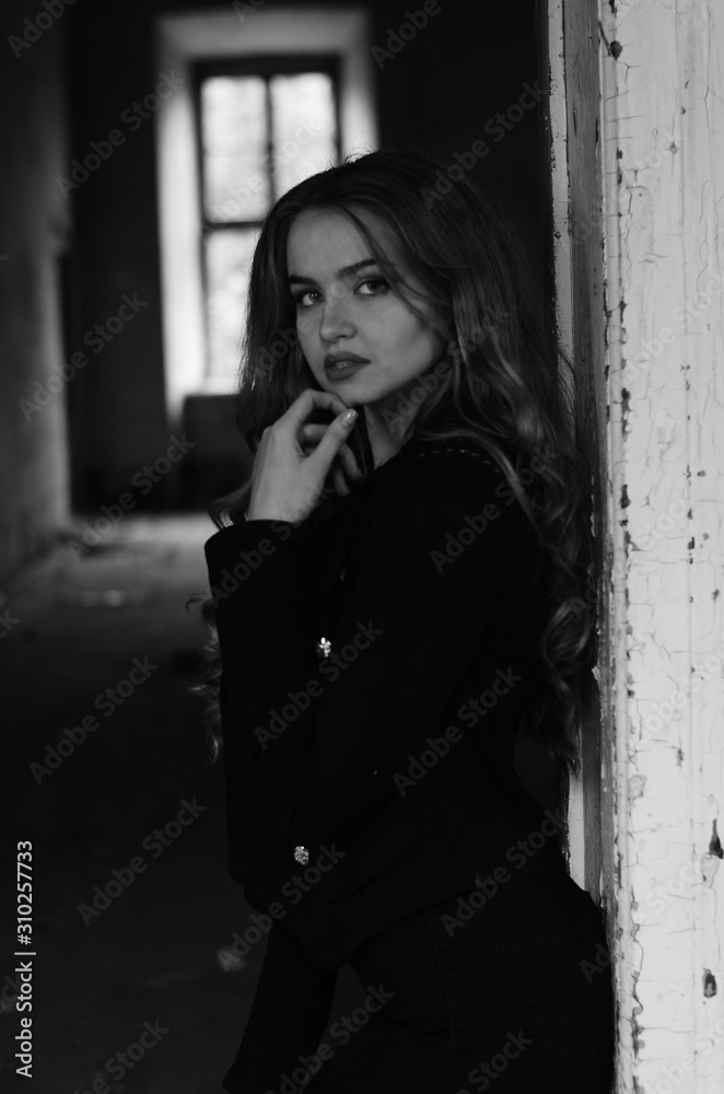 Beautiful fit sexy woman in underwear - black and white photo Beautiful fit sexy woman in underwear - black and white photo