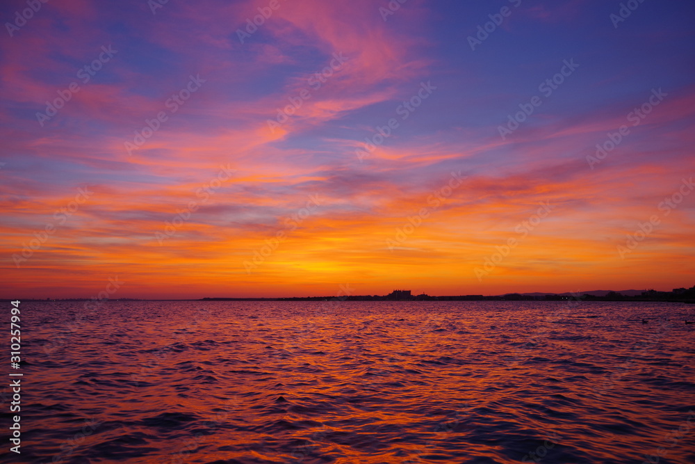 Colorful sunset on the ocean