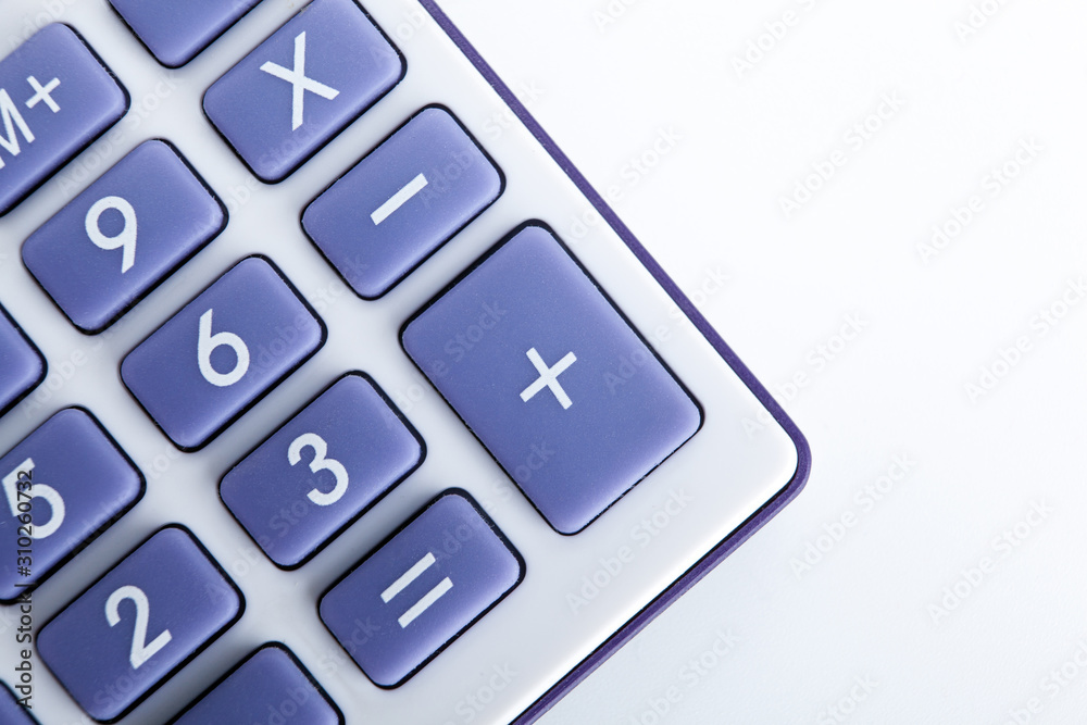 calculator with blue buttons on a white background calculator with blue buttons on a white background