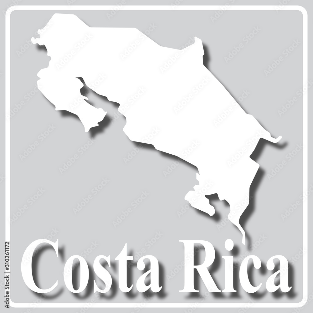 gray icon with white silhouette of a map and the inscription Costa Rica