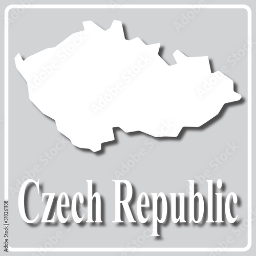 gray icon with white silhouette of a map Czech Republic