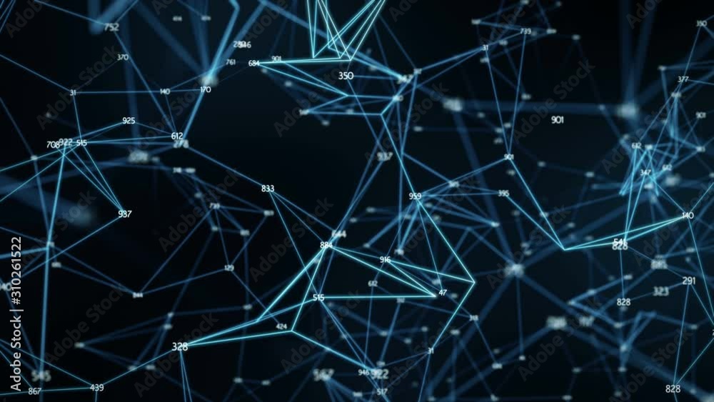 Abstract random digits polygon plexus nodes connections network For visuals vj internet presentations motion background hi-tech technology science engineering medical dashboard Seamless Loop