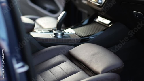 Wallpaper Mural Seat made of brown leather with perforation in the interior of a premium car. Torontodigital.ca