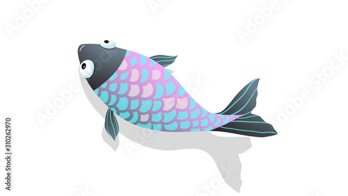 Tropic fish top view koi fish colorful clip art top view.