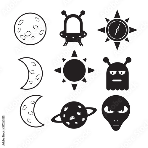Astro vecto icon, kompas, sun, moon, ufo