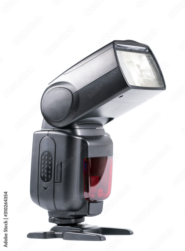 Photo camera flash on white background Photo camera flash on white background