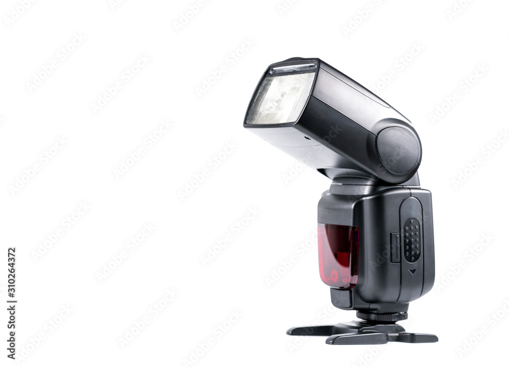 Photo camera flash on white background Photo camera flash on white background