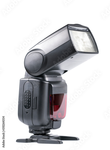 Photo camera flash on white background photo