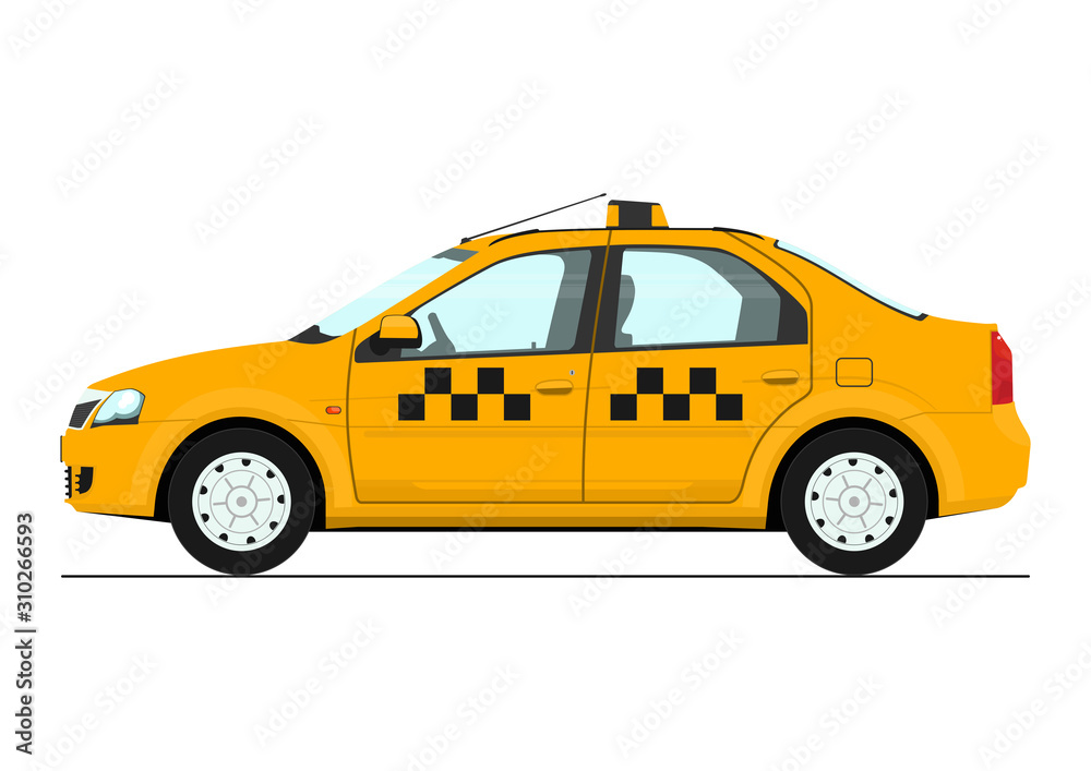 Yellow cab. Side view of modern taxi cab. Vector. Yellow cab. Side view of modern taxi cab. Vector.