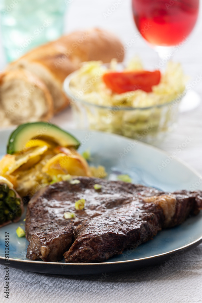 grilled steak with potato gratin grilled steak with potato gratin