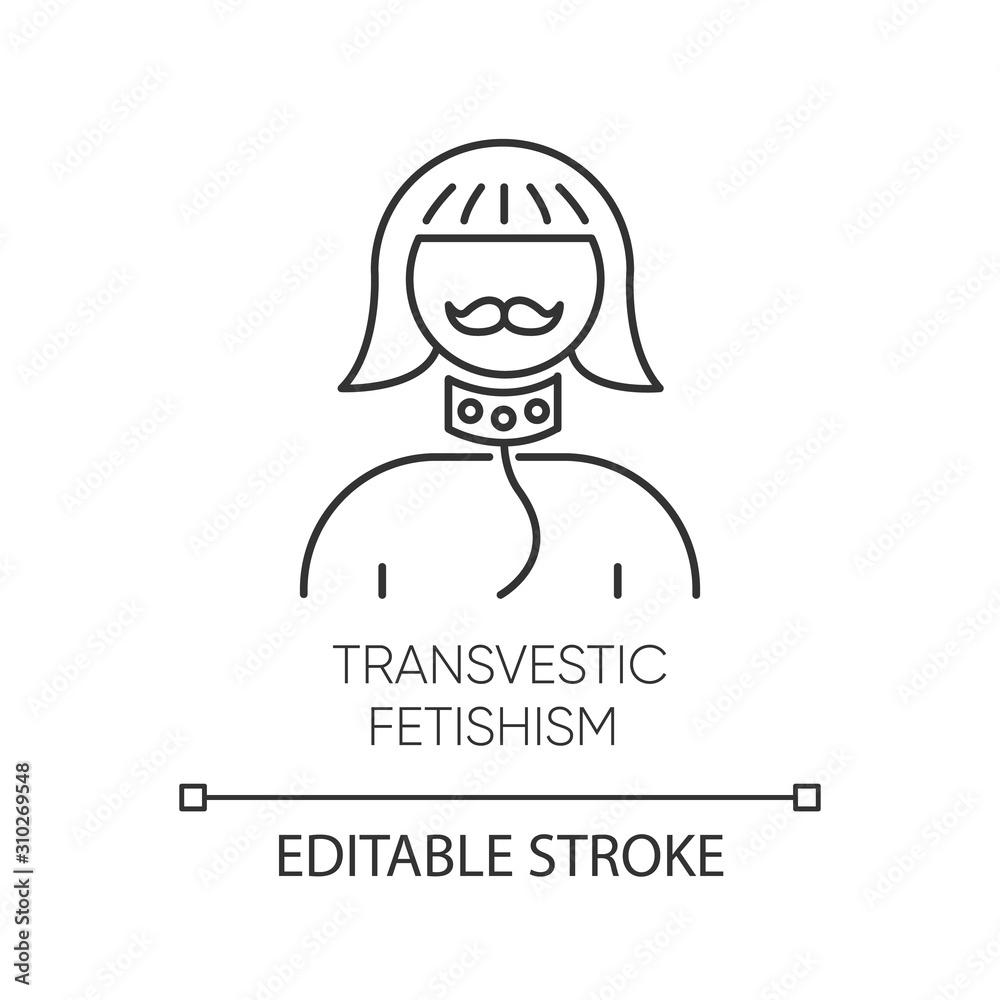 Transvestic fetishism linear icon. Erotic interest in trans. Paraphilia.  Sexual deviation. Mental disorder. Thin line illustration. Contour symbol.  Vector isolated outline drawing. Editable stroke Векторный объект Stock |  Adobe Stock