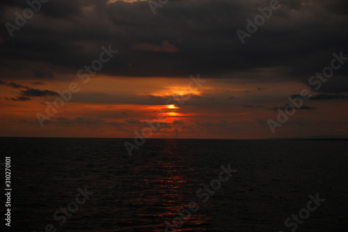 Sunset at sea in the Manuel Antonio National Park. Costa Rica