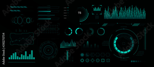 Futuristic cyberpunk hud interface. Vector cyber screen with technology graphics display, gaming panel future hologram ui infographic. Modern dashboard design template