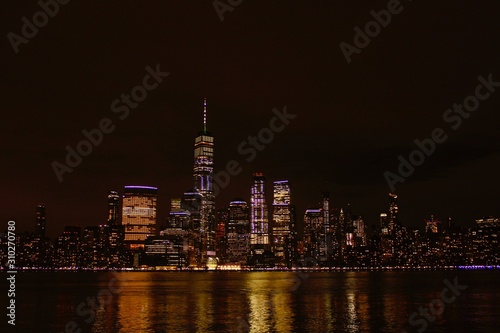 New York Skyline night Manhattan NYC