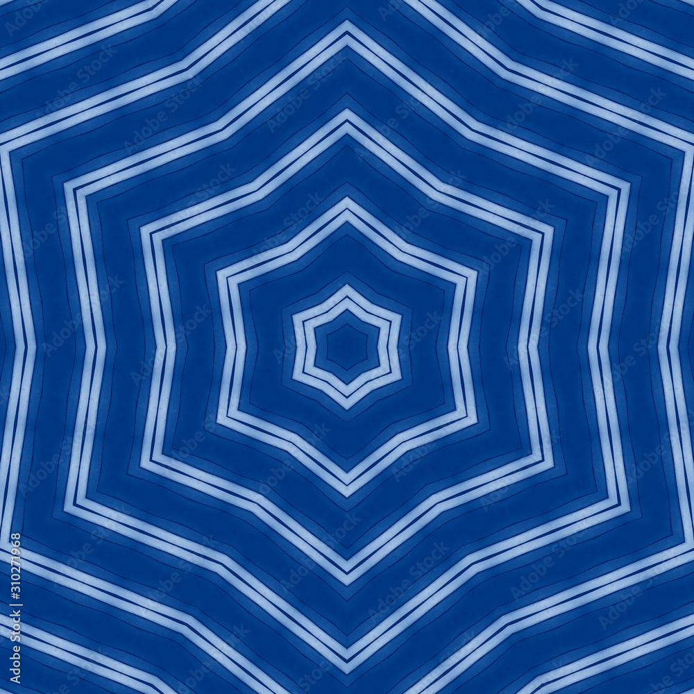 Obraz premium Classic Blue kaleidoscope geometrical ornament abstract background. Trendy color concept of the year. 2020 trend