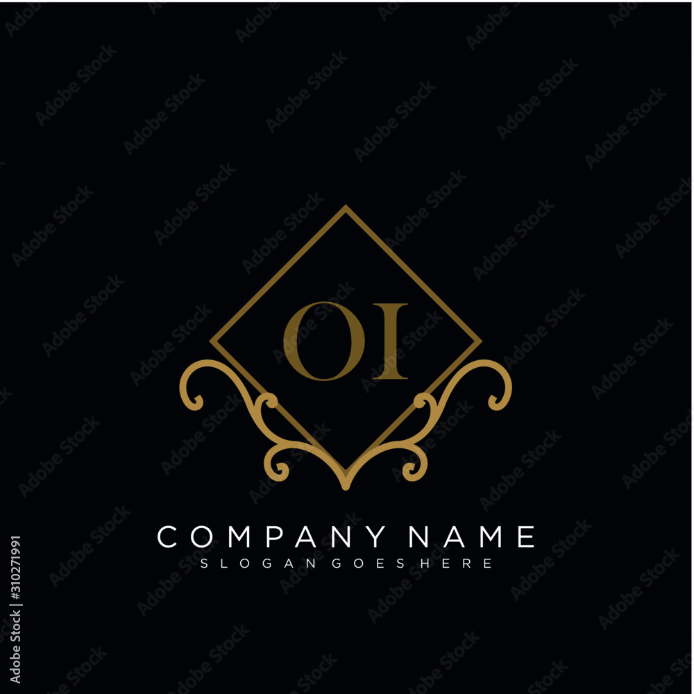 Initial letter OI logo luxury vector mark, gold color elegant classical Initial letter OI logo luxury vector mark, gold color elegant classical