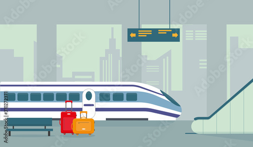 Train station, subway or underground platform