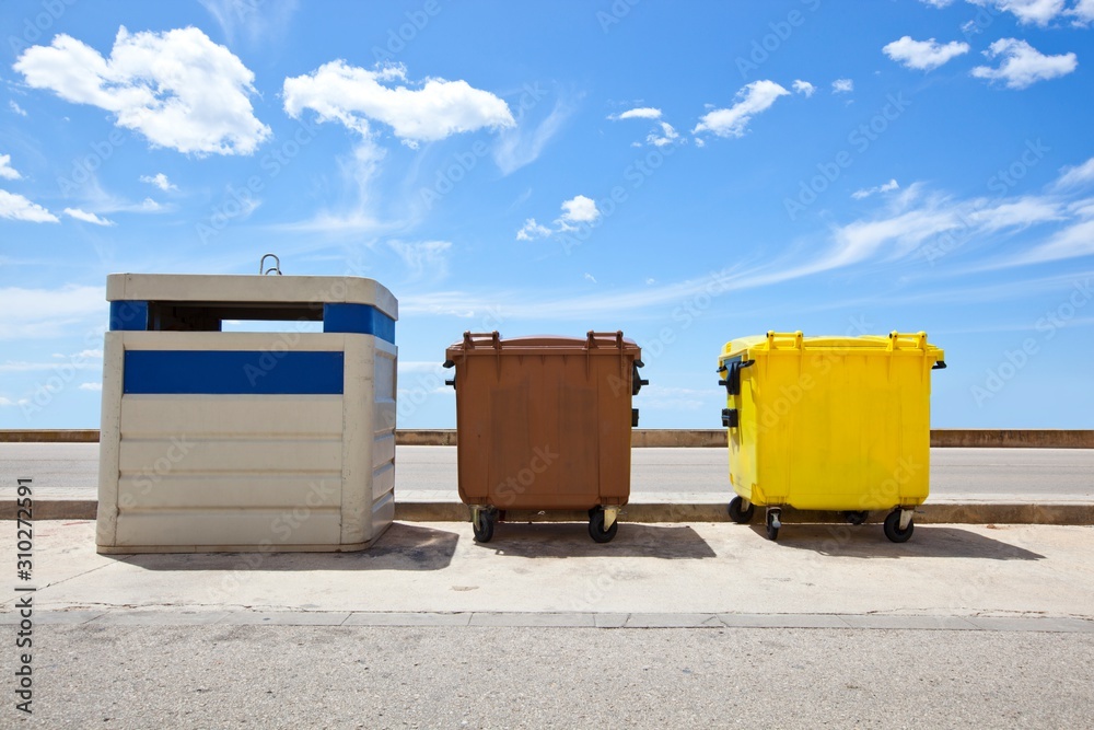 Recycling bins, Valencia Region, Spain Recycling bins, Valencia Region, Spain