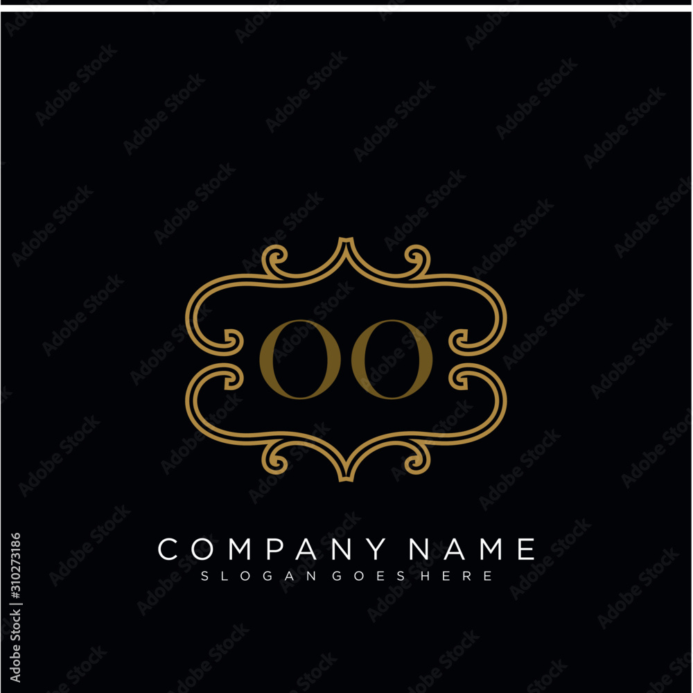 Initial letter OO logo luxury vector mark, gold color elegant classical 