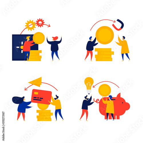 Money transfer, payment. Flat style vector illustration.