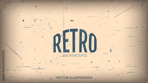 Vector vintage style background. 70s, 80s, 90s retro graphic. Aged paper design. Grain overlay with old photo effect blackouts around the edges. Grungy wallpaper with scratches and copy space for text