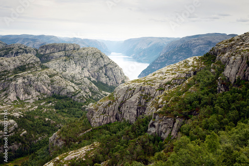 Fjord in Norway. Mountainous landscape 