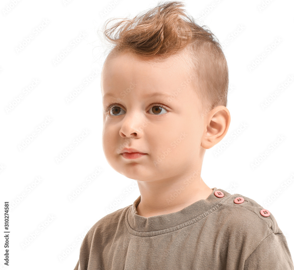 Portrait of cute little boy on white background Portrait of cute little boy on white background