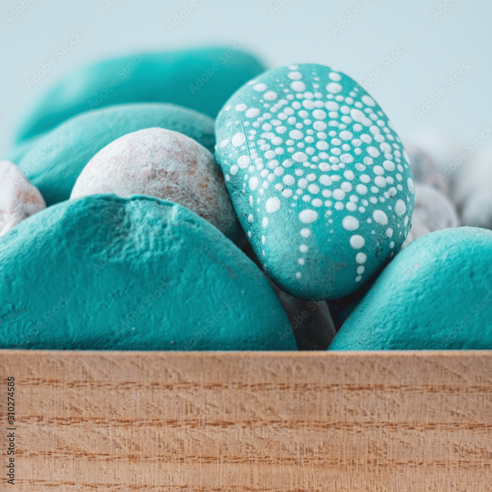 Hand made home decor: painted blue stones Hand made home decor: painted blue stones