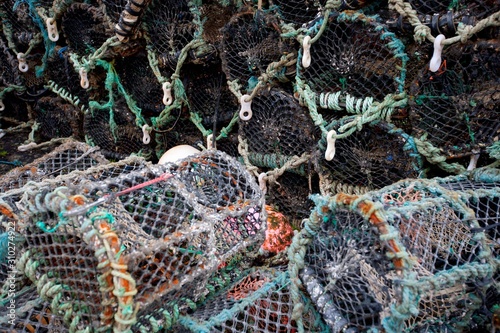 Close-up view of lobster crab fishing pots