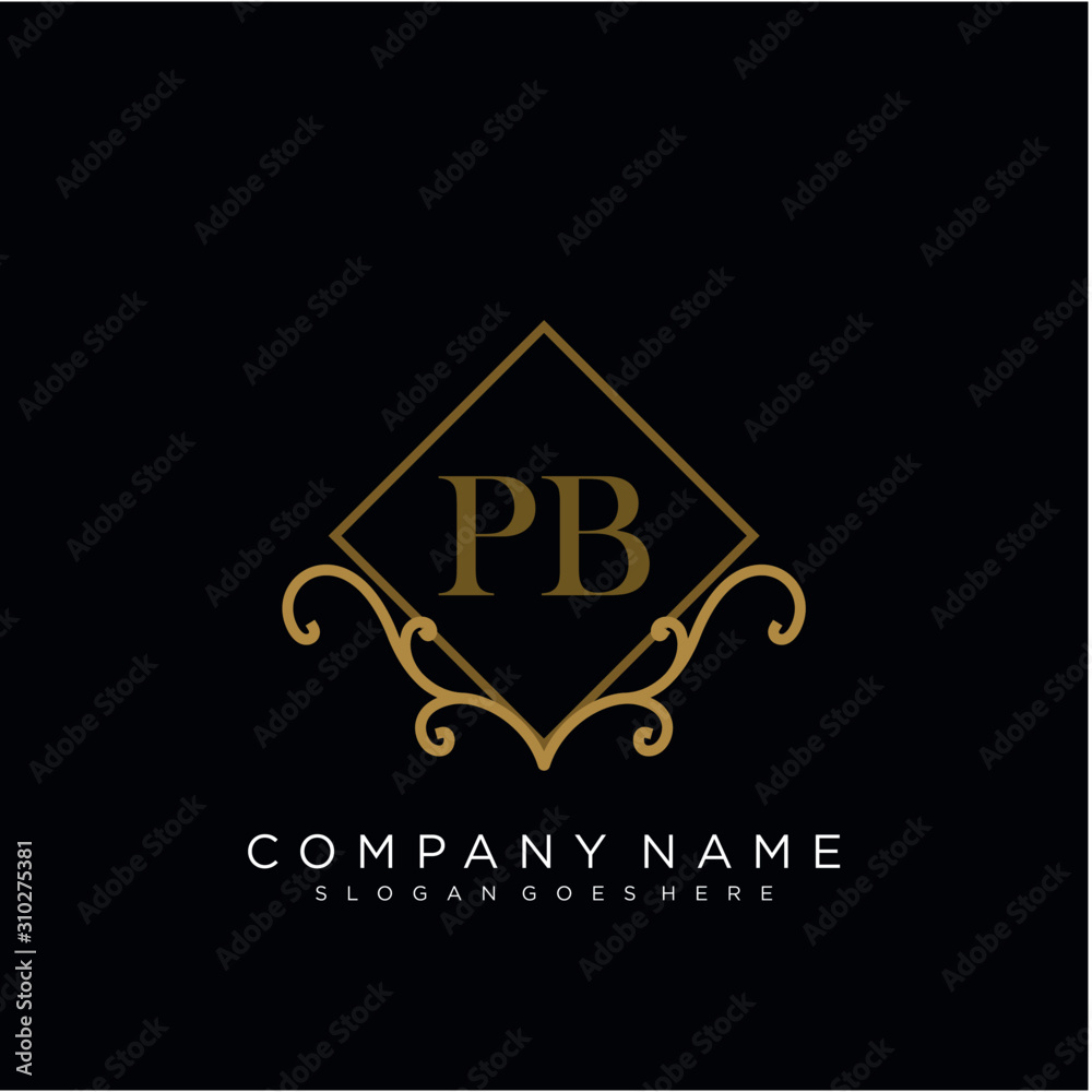 Initial letter PB logo luxury vector mark, gold color elegant classical Initial letter PB logo luxury vector mark, gold color elegant classical