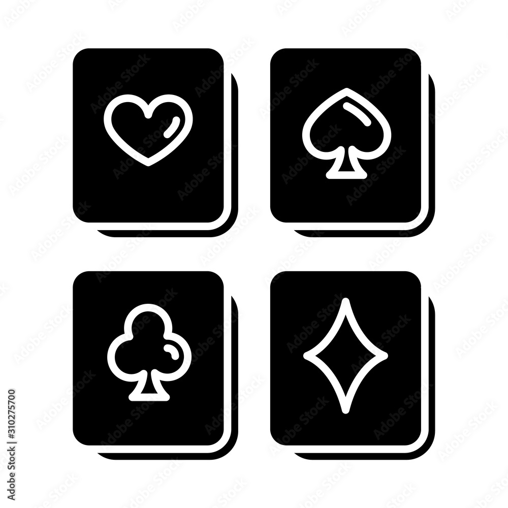 Playing cards puzzle glyph icon. Logic game. Mental exercise. Challenge. Ingenuity, intelligence test. Brain teaser. Solution finding. Silhouette symbol. Negative space. Vector isolated illustration Playing cards puzzle glyph icon. Logic game. Mental exercise. Challenge. Ingenuity, intelligence test. Brain teaser. Solution finding. Silhouette symbol. Negative space. Vector isolated illustration
