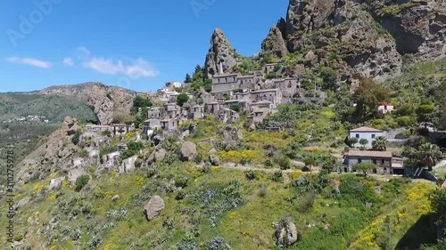 Drone over a ghost town in Italy - Pentedattilo photo