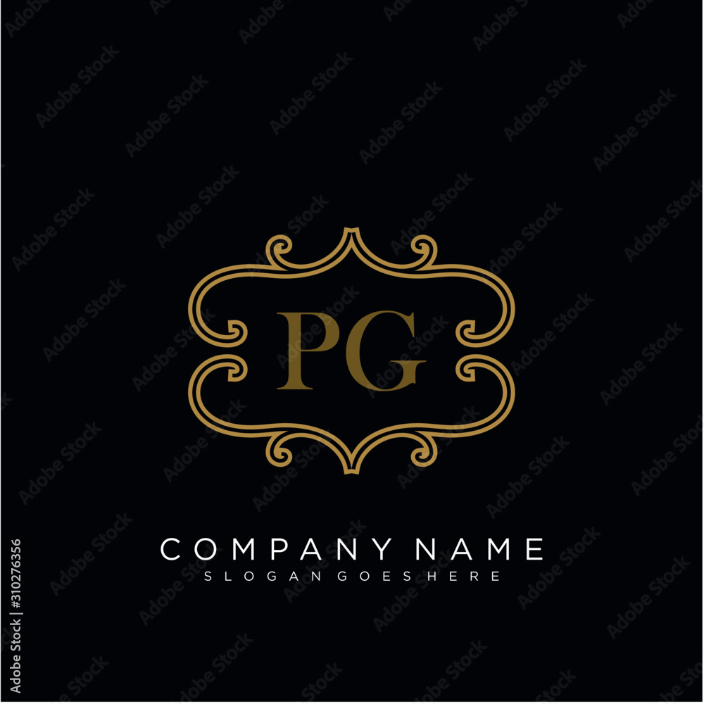 Initial letter PG logo luxury vector mark, gold color elegant classical Initial letter PG logo luxury vector mark, gold color elegant classical