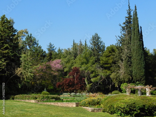 Springtime view of the Botanical garden, in Athens, Greece