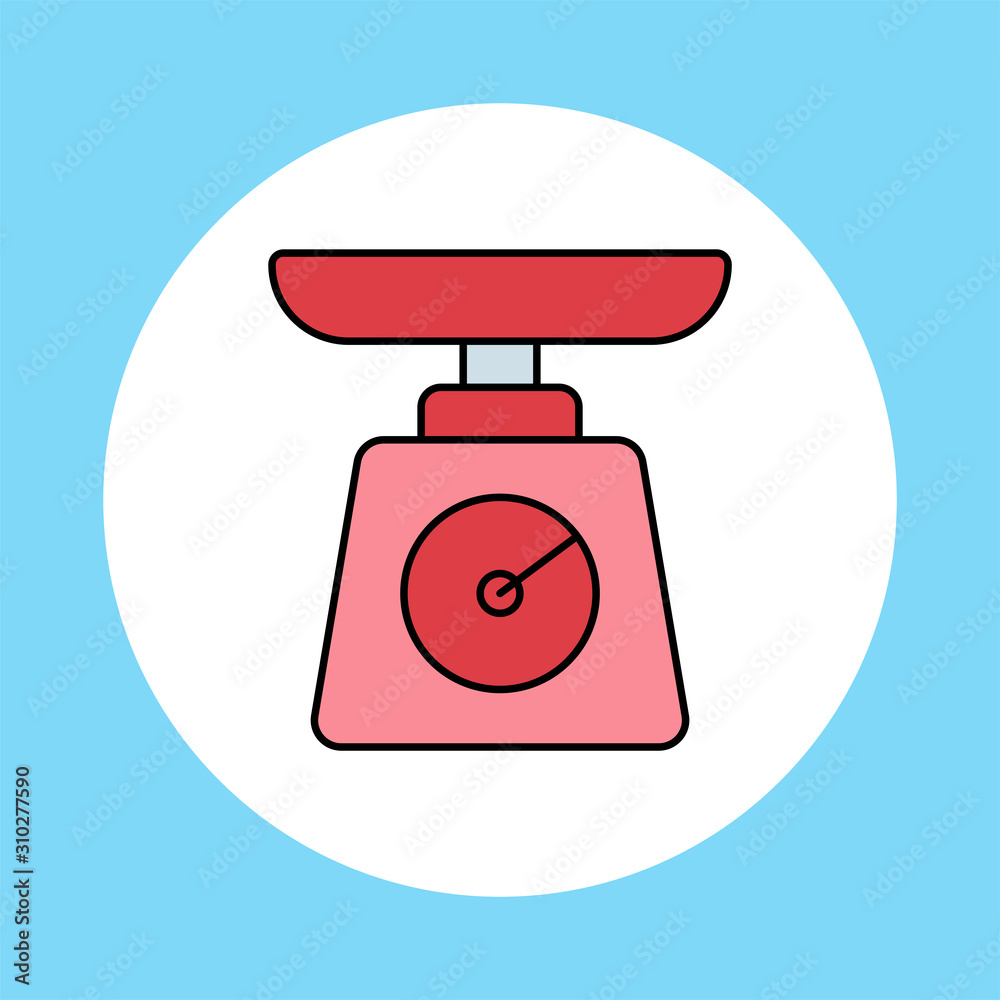 Fototapeta premium Kitchen scale vector icon sign symbol